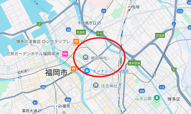 福岡市博多区冷泉町付近